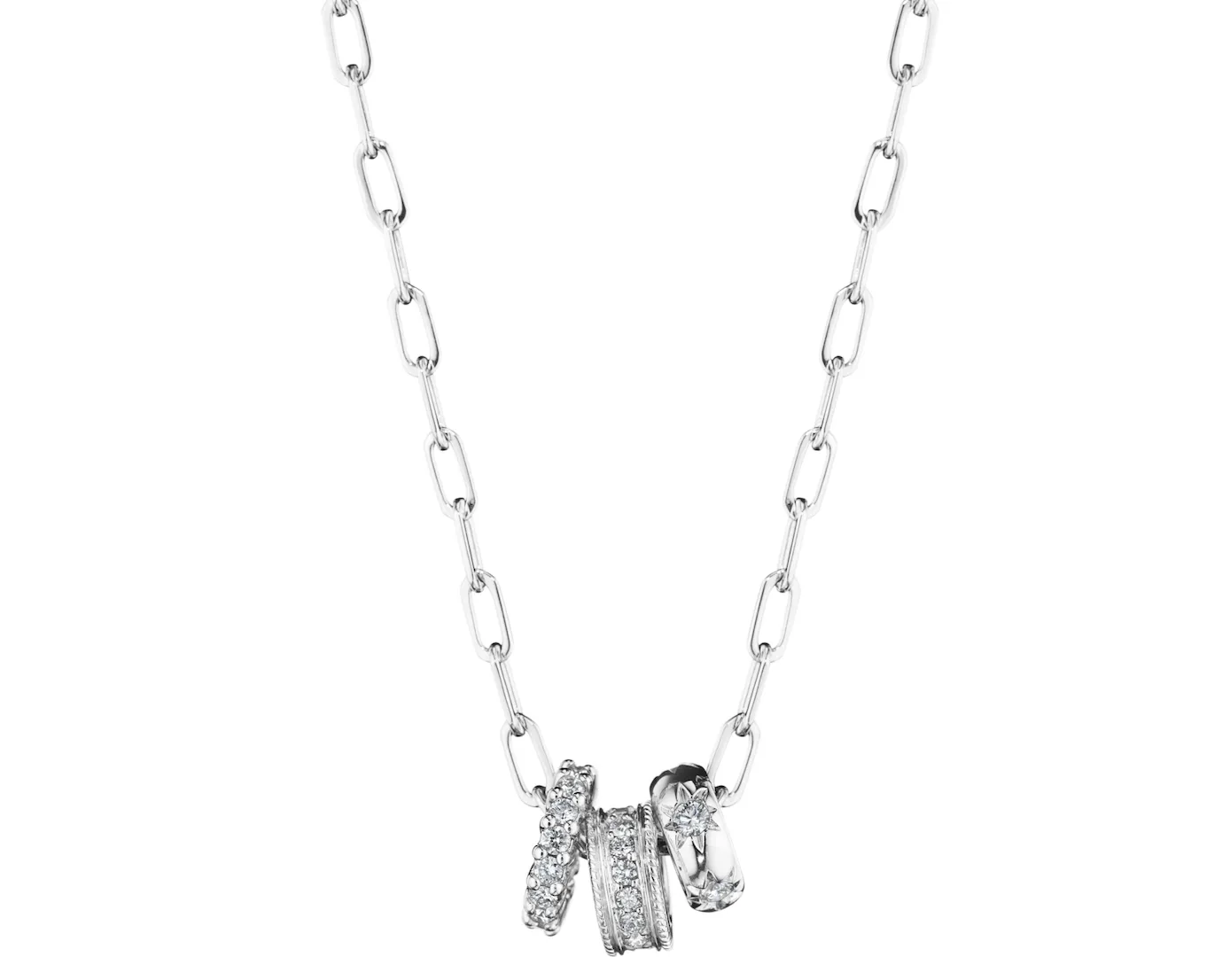 Penny Preville Three Diamond 'Cherio' Paperclip Chain Necklace