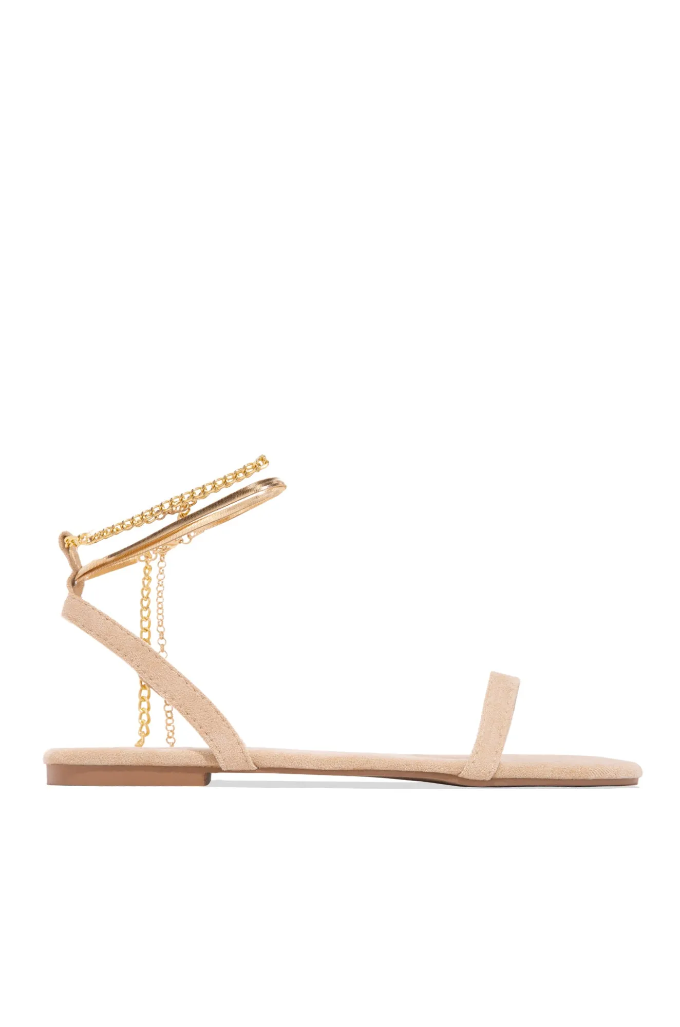 Perfect Affair Gold Chain Sandals - Nude