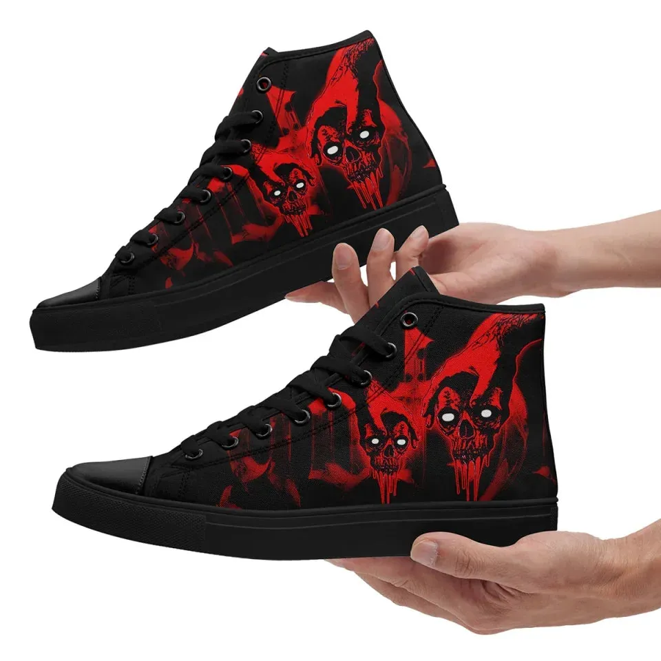 Personalized Gothic Fashion Sneakers, Custom Canvas High Top shoes, Skull Shoes