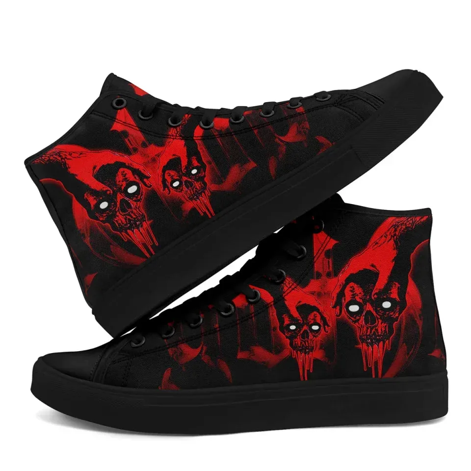 Personalized Gothic Fashion Sneakers, Custom Canvas High Top shoes, Skull Shoes