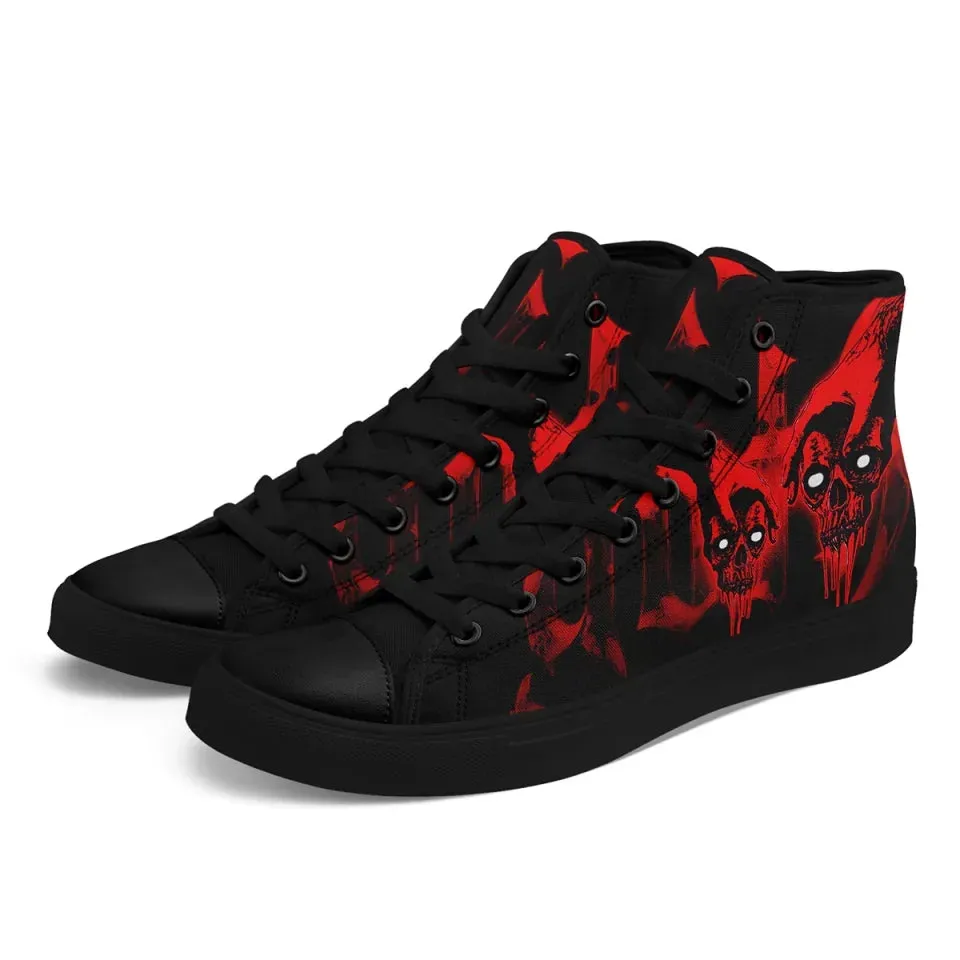 Personalized Gothic Fashion Sneakers, Custom Canvas High Top shoes, Skull Shoes