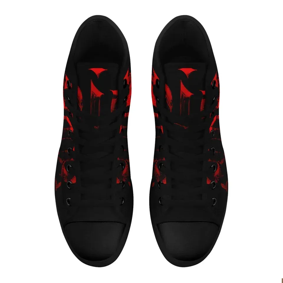 Personalized Gothic Fashion Sneakers, Custom Canvas High Top shoes, Skull Shoes