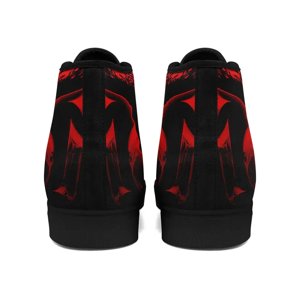 Personalized Gothic Fashion Sneakers, Custom Canvas High Top shoes, Skull Shoes