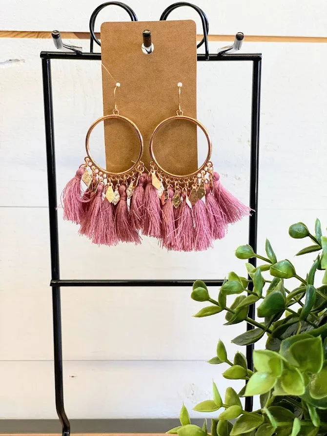 Pink Tassel Earrings