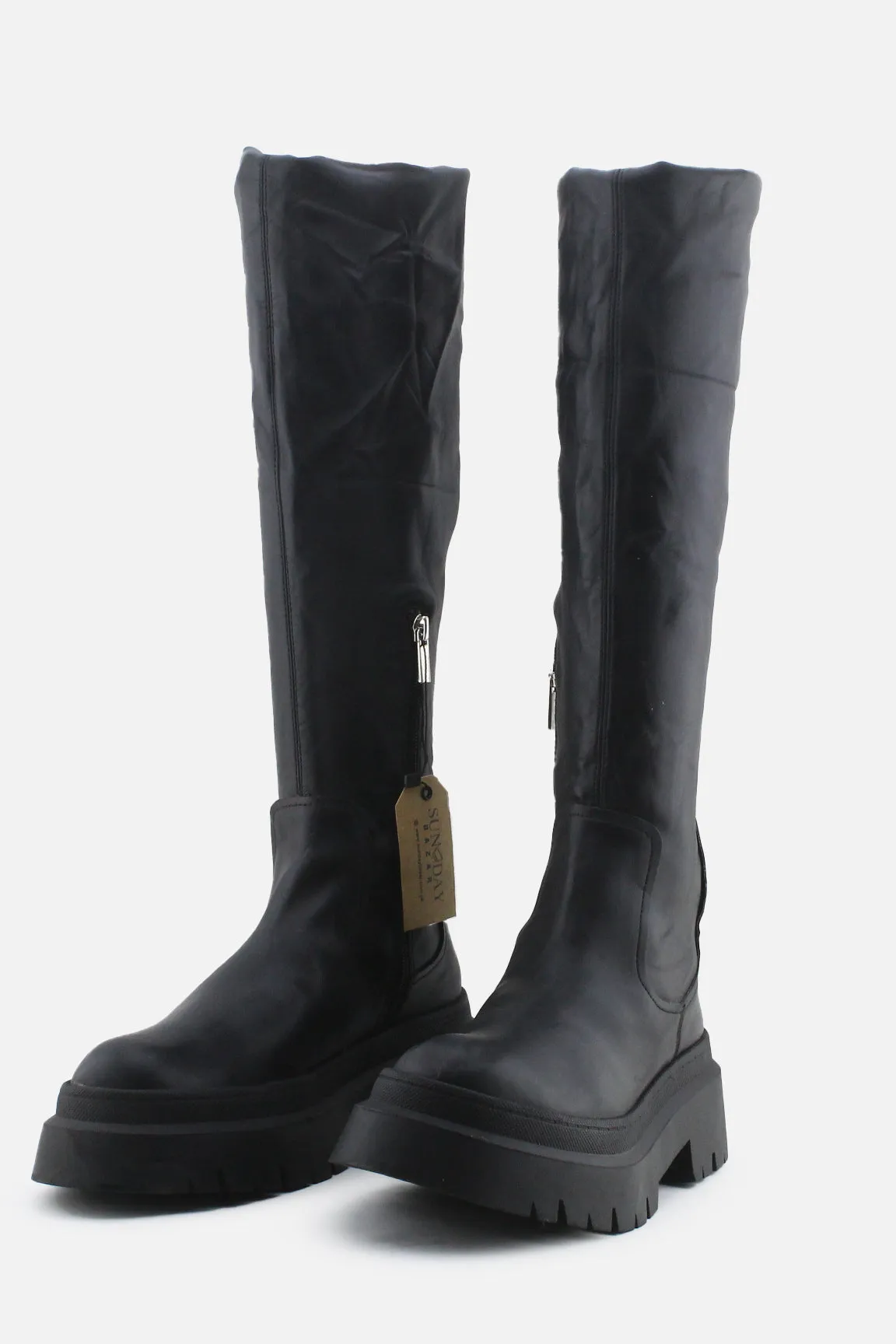Pull & Bear Zipper Over The Knee Boots | 100% Authentic Leather