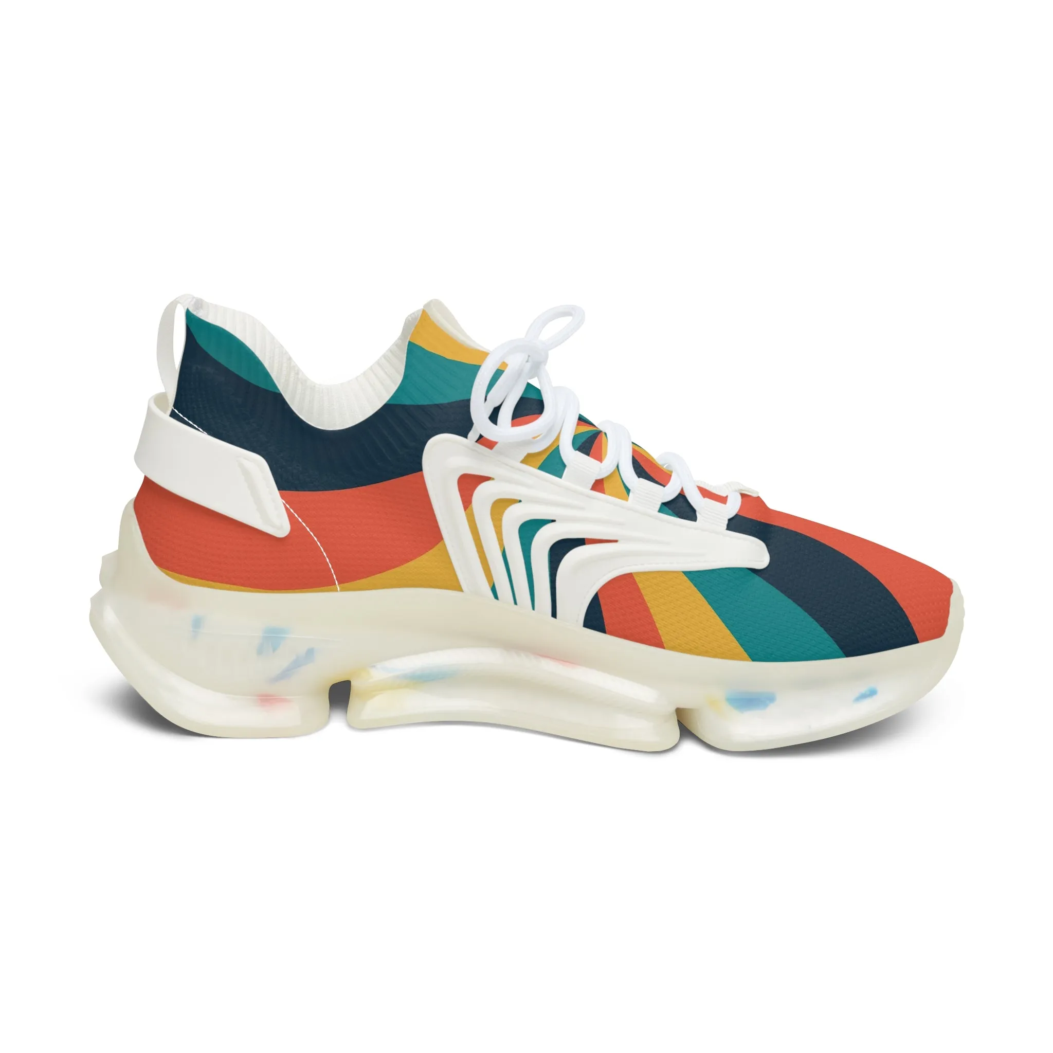 Retro Wavy Background Women's Mesh Sneakers