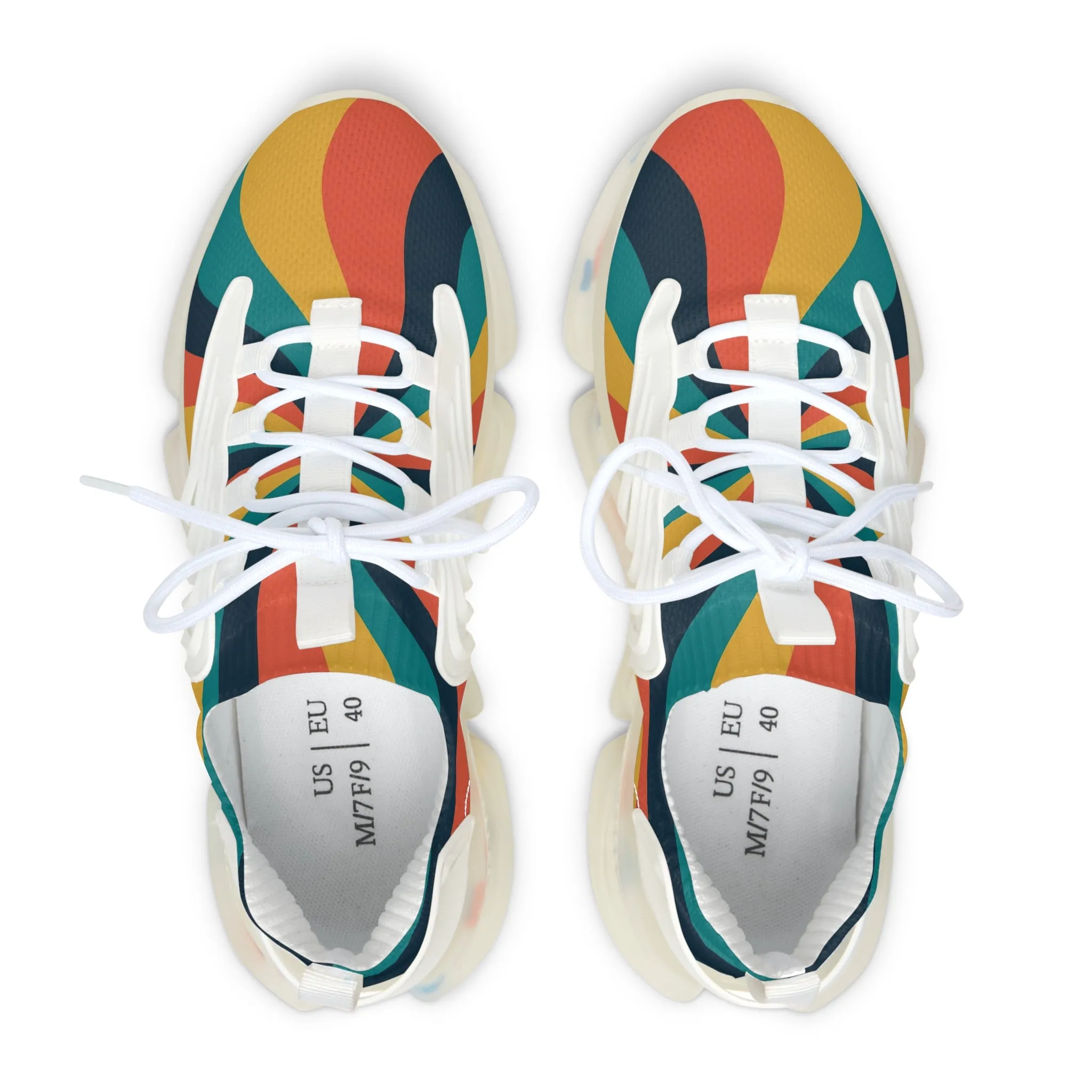 Retro Wavy Background Women's Mesh Sneakers