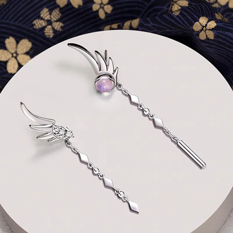 Tassel Dangle Feather Drop Earrings for Women Fine Jewelry Earrings