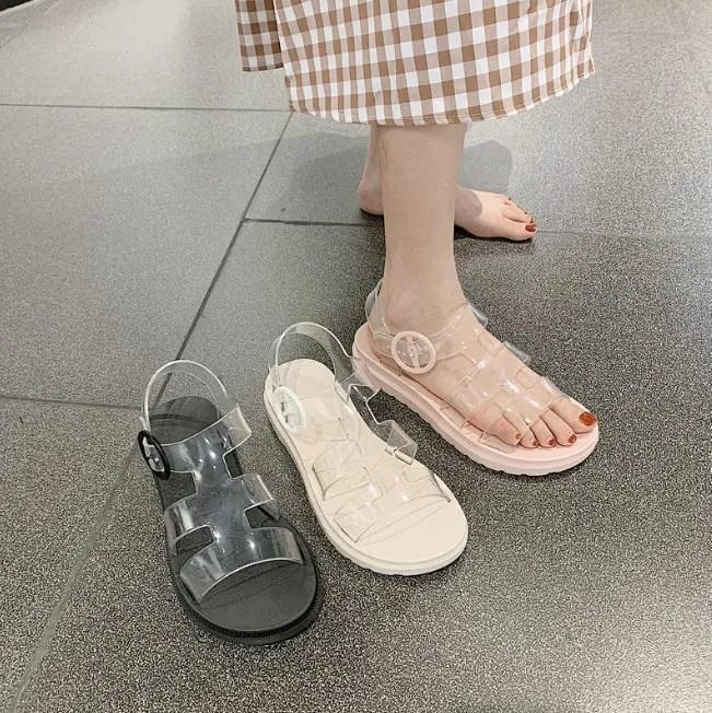 Transparent Strips Kawaii Flat Open Toe Summer Sandals