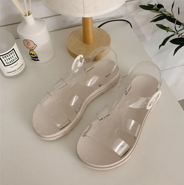 Transparent Strips Kawaii Flat Open Toe Summer Sandals
