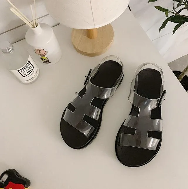 Transparent Strips Kawaii Flat Open Toe Summer Sandals