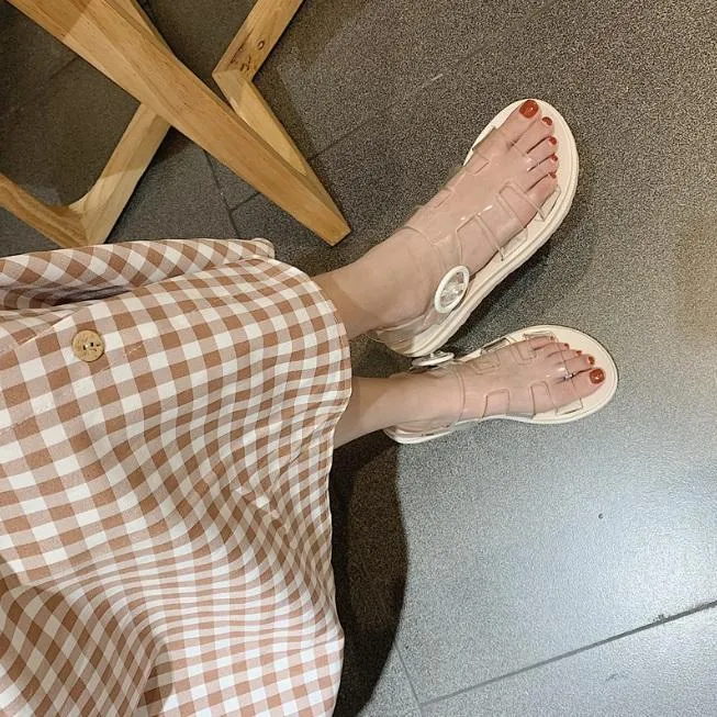 Transparent Strips Kawaii Flat Open Toe Summer Sandals