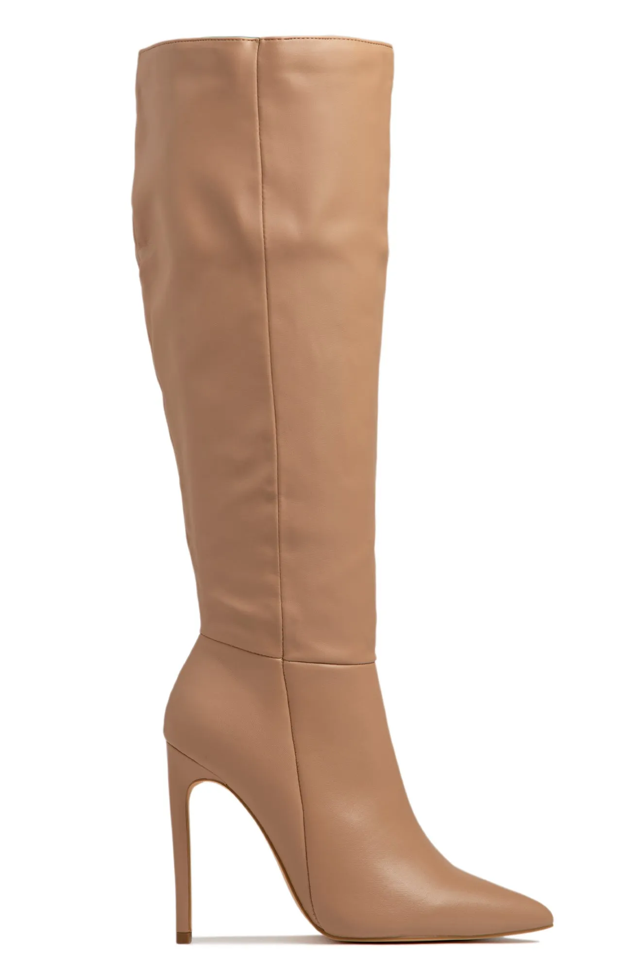 Tyrah Up To The Knee Heel Boots - Nude