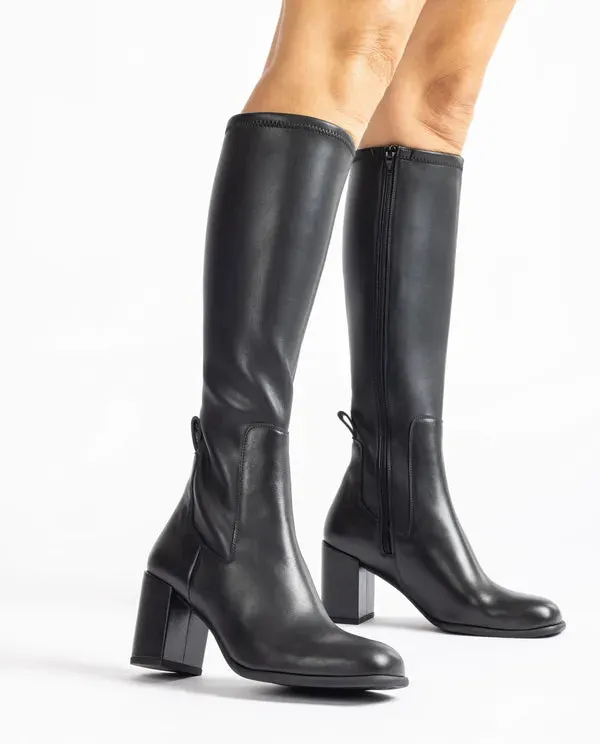 Unisa Nemir Black Leather Knee Boot