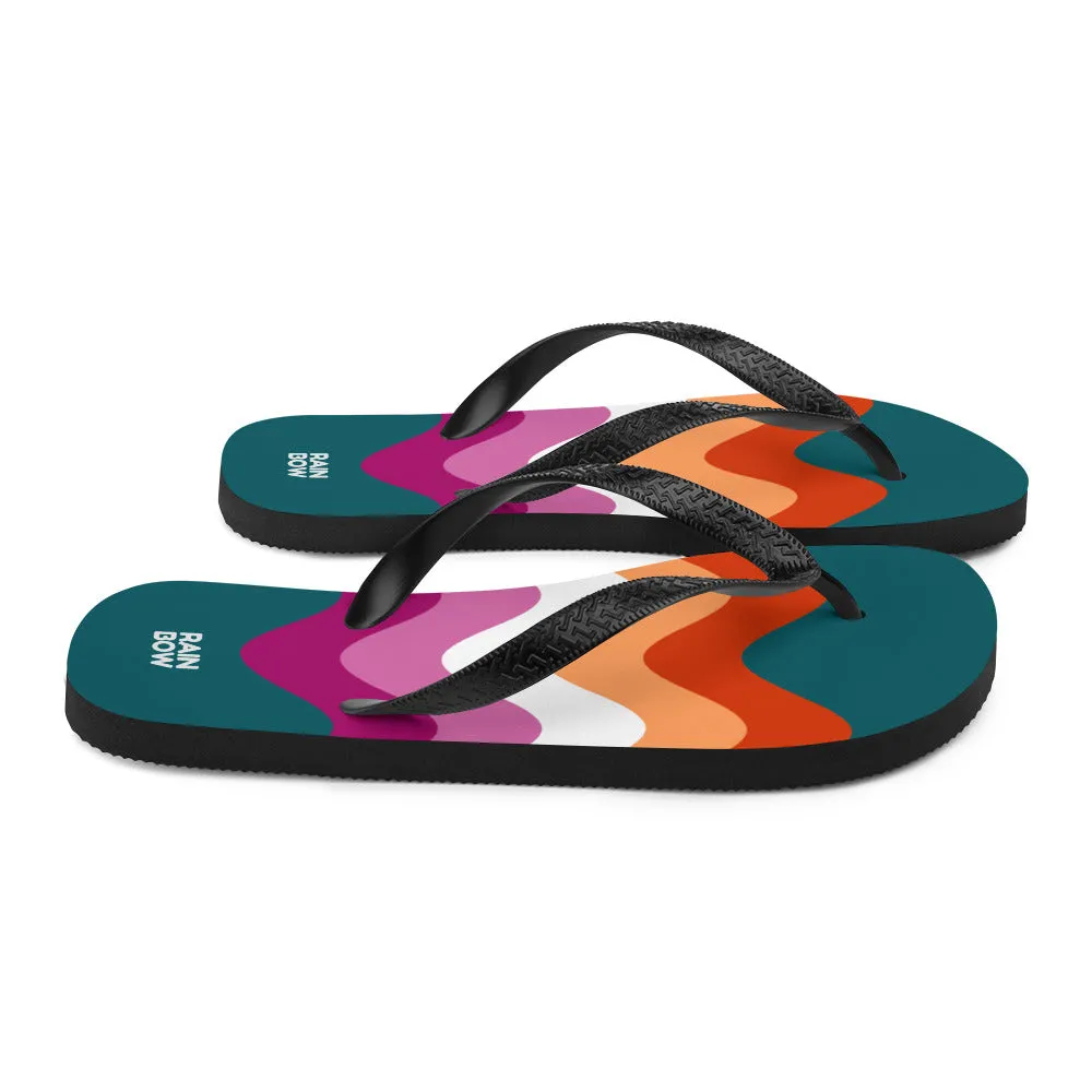 Wavy Lesbian Flag Flip-Flops