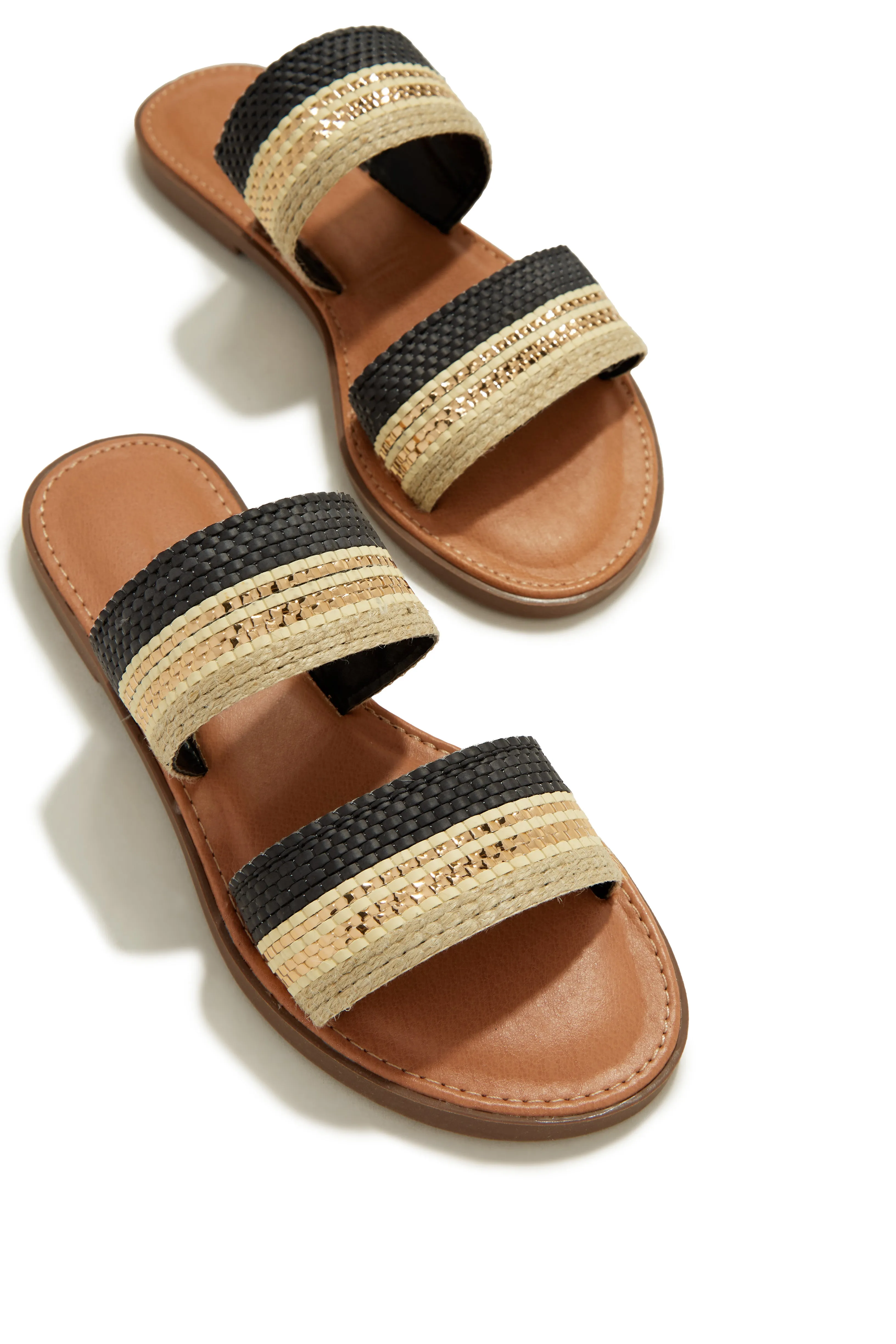Weekend Island Flat Slip On Sandals - Black