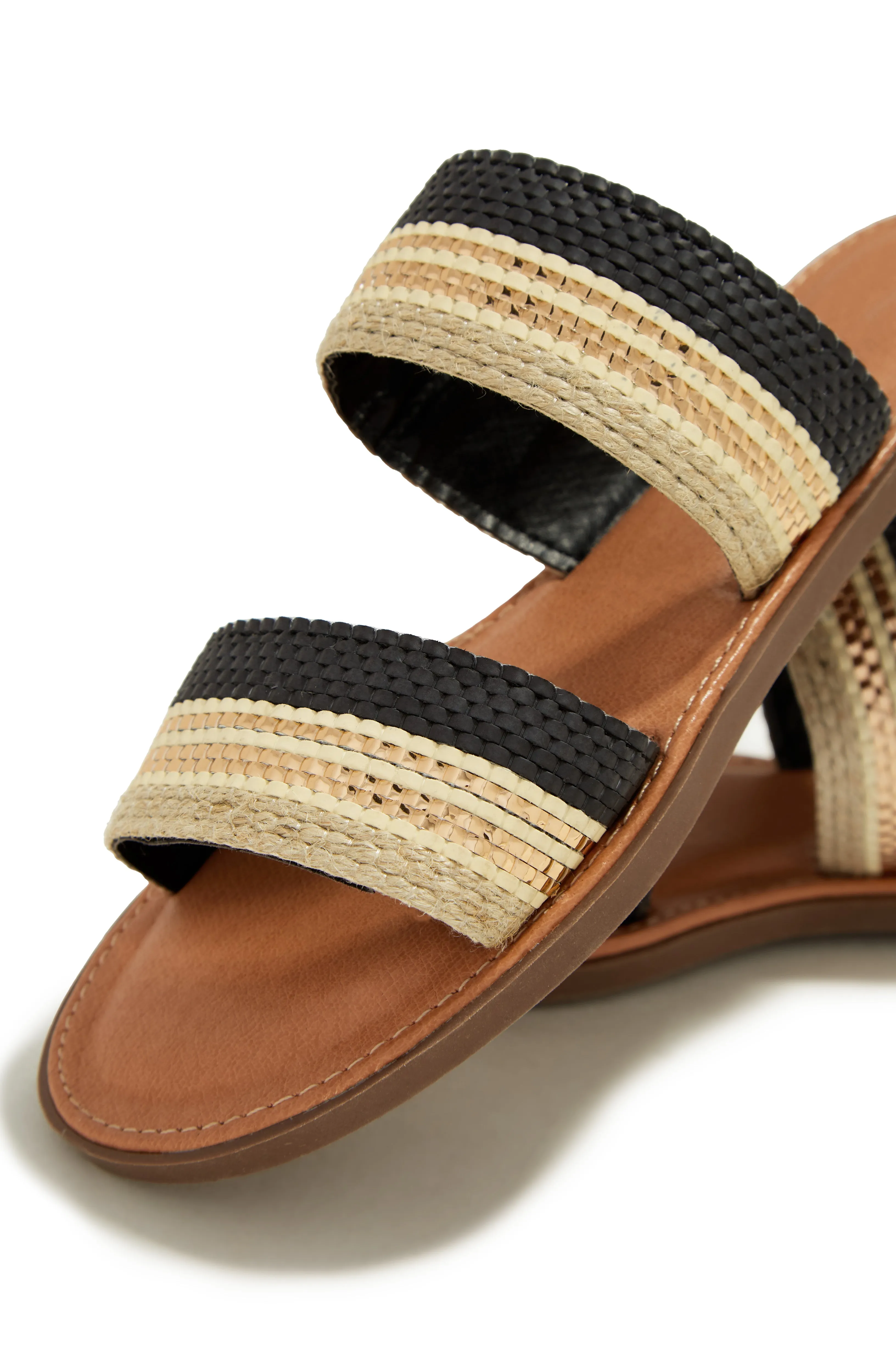 Weekend Island Flat Slip On Sandals - Black