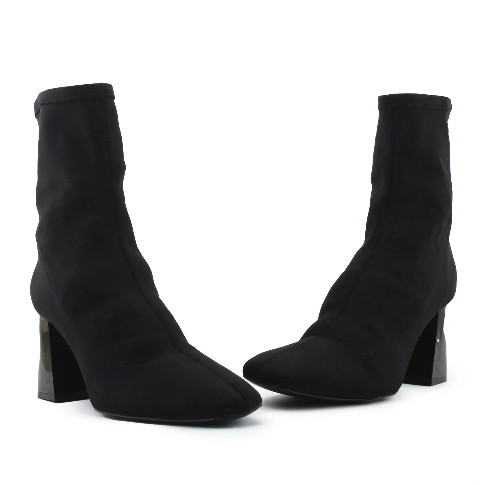 Zara Block Heels Sock Boots | Textile