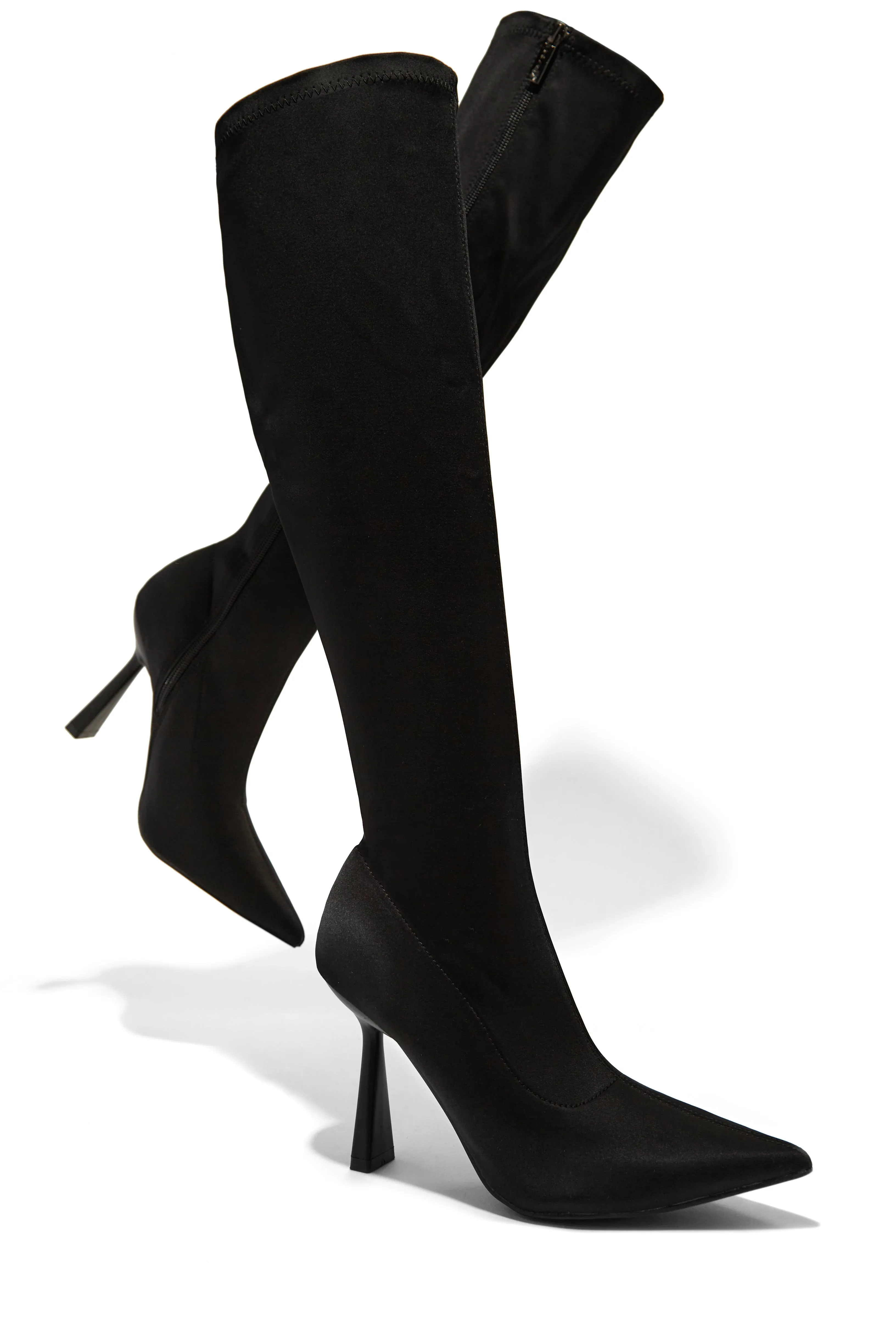 Zoya Knee High Heel Boots - Black